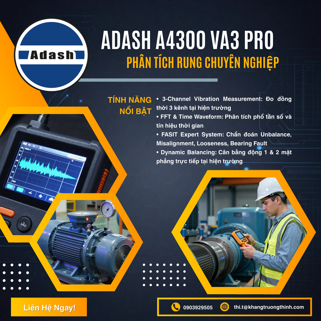 ADASH A4300 VA3 Pro – Máy phân tích rung chuyên nghiệp cho Condition Monitoring